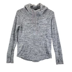 Athleta Techie Hoodie Sweatshirt Gray Cowl Neck Thumbholes Size XXS
